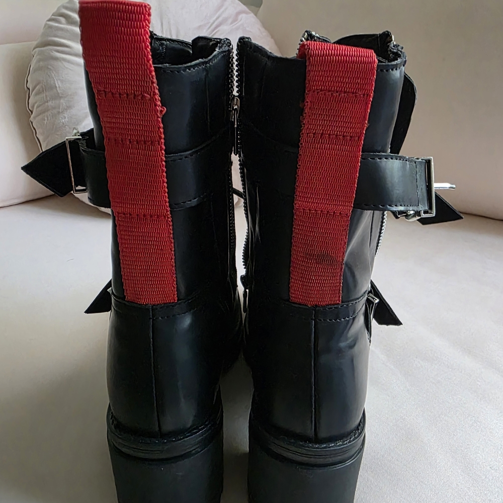 Black Combat  Boots with Red Accents 7.5 - Picture 8 of 10